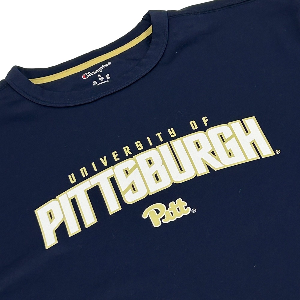 Pittsburgh Panthers Sweatshirt Mens L Navy Blue Champion Pitt Long‎ Sleeve